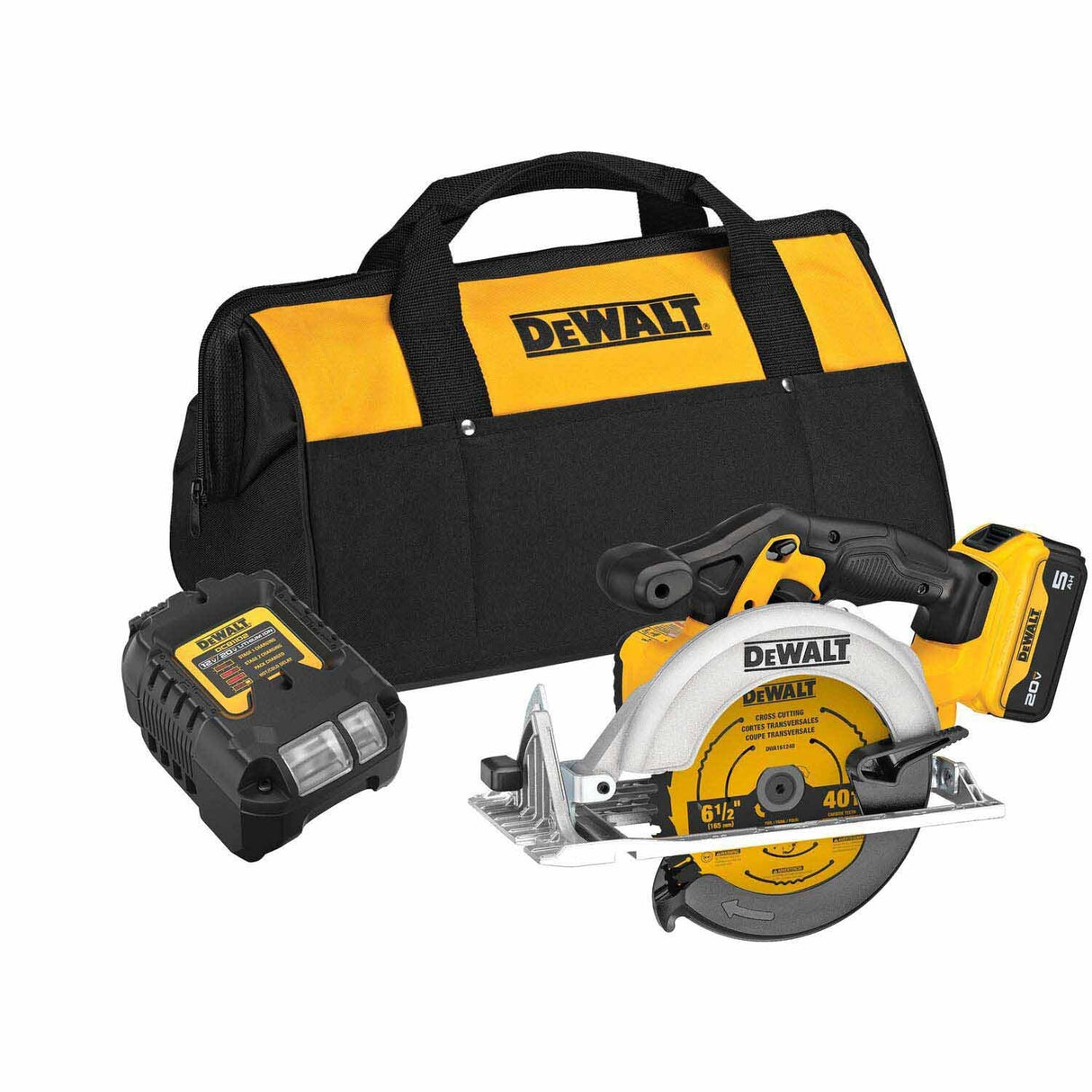 DeWalt DCS391P1 20V Max Li Ion 6-1/2" Circular Saw Kit (5.0 Ah) 5/8"Arbor