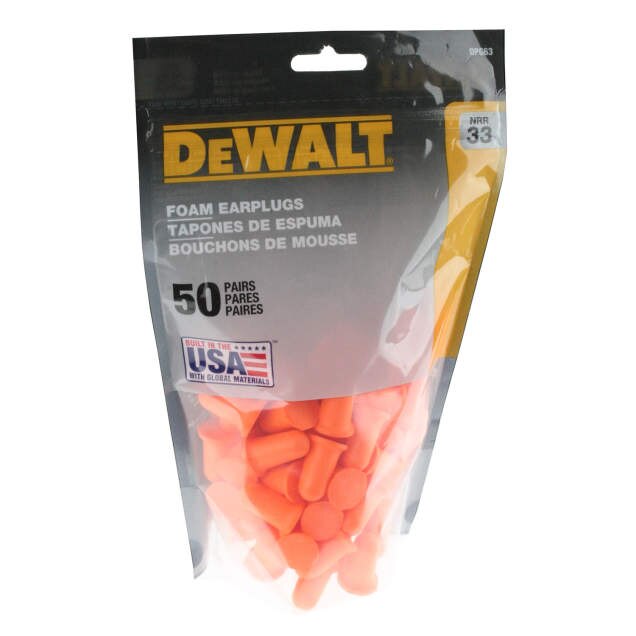 Dewalt DPG63BG50 Disposable Foam Earplugs, Bell, Uncorded, Orange, 50/Bag - 2