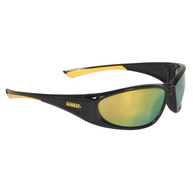 Dewalt DPG98-YD Gable Safety Glasses, Black/Yellow Frame, Yellow Mirror Lens