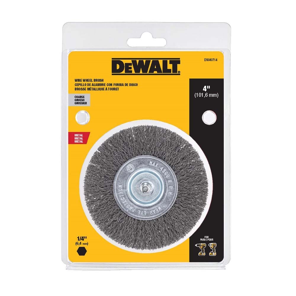 DeWalt DW49714 4 in. x 0.014 in. x 1/4 in. Carbon Steel Crimped Wire Wheel Brush (10 Pack)