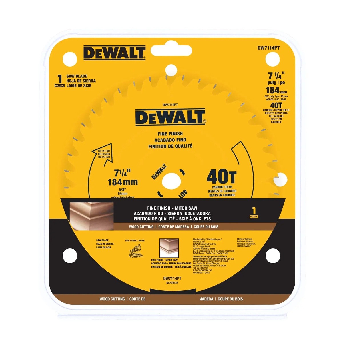 DeWalt DW7114PT 7-1/4" 40 Tooth Precision Trim Miter Saw Blade - 2