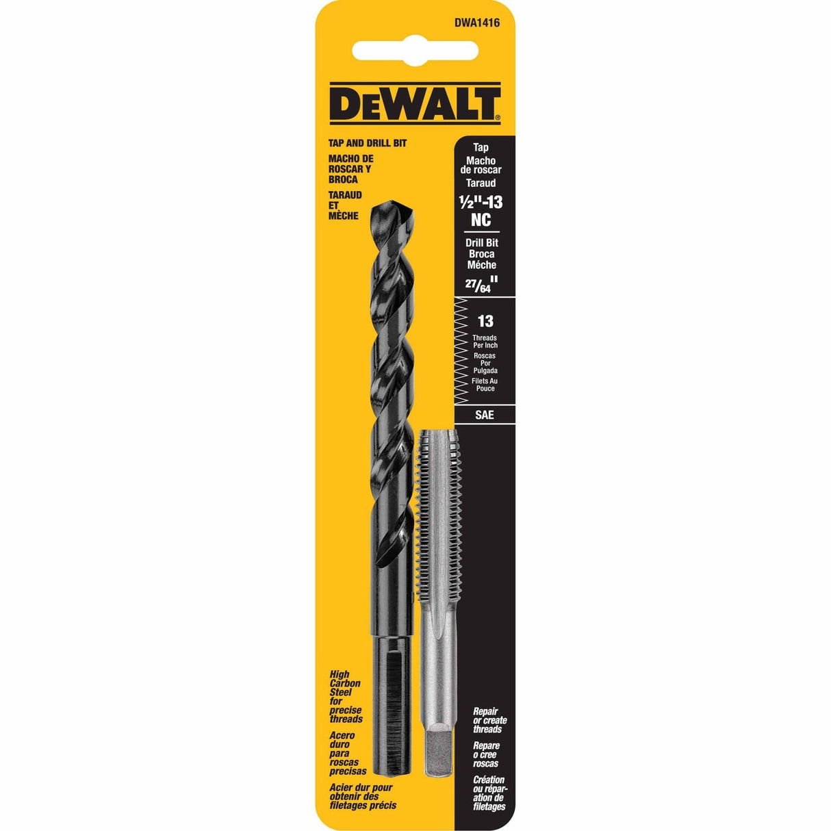 DeWalt DWA1416 1/2"-13 NC Tap Set with Drill Bit - 2