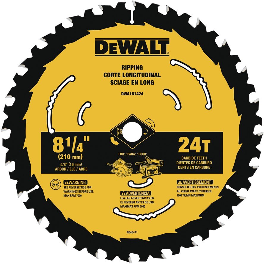Dewalt DWA181424 8 1/4" 24T Circular Saw Blade