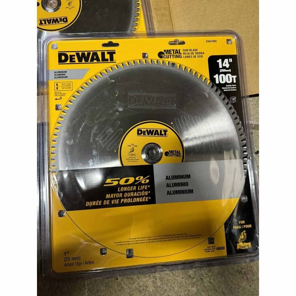 DeWalt DWA7889 14 in. 100T Aluminum Cutting Circular Saw Blade, 1 in. Arbor (1 Each) - 2