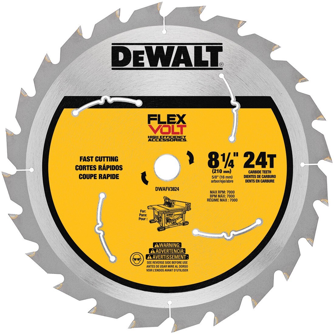 DeWalt DWAFV3824 8-1/4" 24T Table Saw Blade