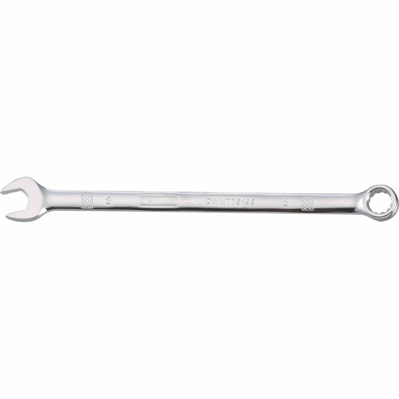 DeWalt DWMT75198OSP Mechanics Combination Wrench 8 mm product shot showing the open end and box end for metric fastening in shop and mechanical repair work