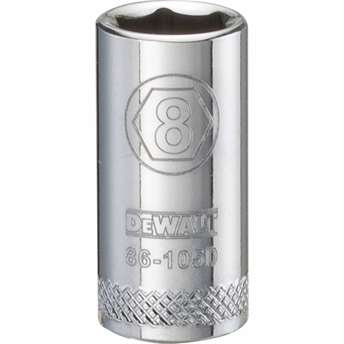 DeWalt DWMT86105OSP Mechanics 6 Point 1/4 inch Drive Socket 8 MM close-up for mechanic fastening work in a garage or tool chest setup