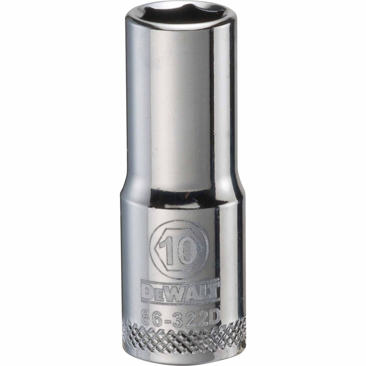 DeWalt DWMT86322OSP Mechanics 6 Point 3/8 Inch Drive Deep Socket 10 mm deep metric socket for fastening work in automotive and shop maintenance settings