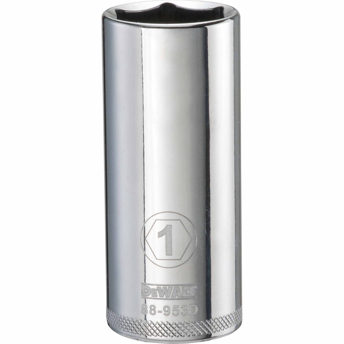 DeWalt DWMT88953OSP Mechanics 6 Point 1/2 inch Drive Deep Socket 1 inch shown as an SAE deep socket for mechanical fastening and service work on recessed nuts and bolts