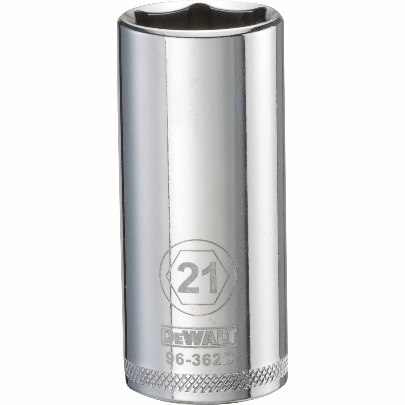 DeWalt DWMT96362OSP Mechanics 6 Point 3/8 Inch Drive Deep Socket 21 mm clean product view for automotive and mechanical fastening work