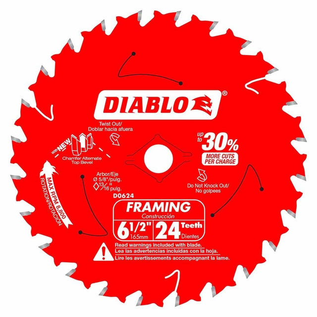 Diablo D0624X3 6-1/2" x 24-Tooth Framing Saw Blade Pro Bulk Pack (3-Pack)
