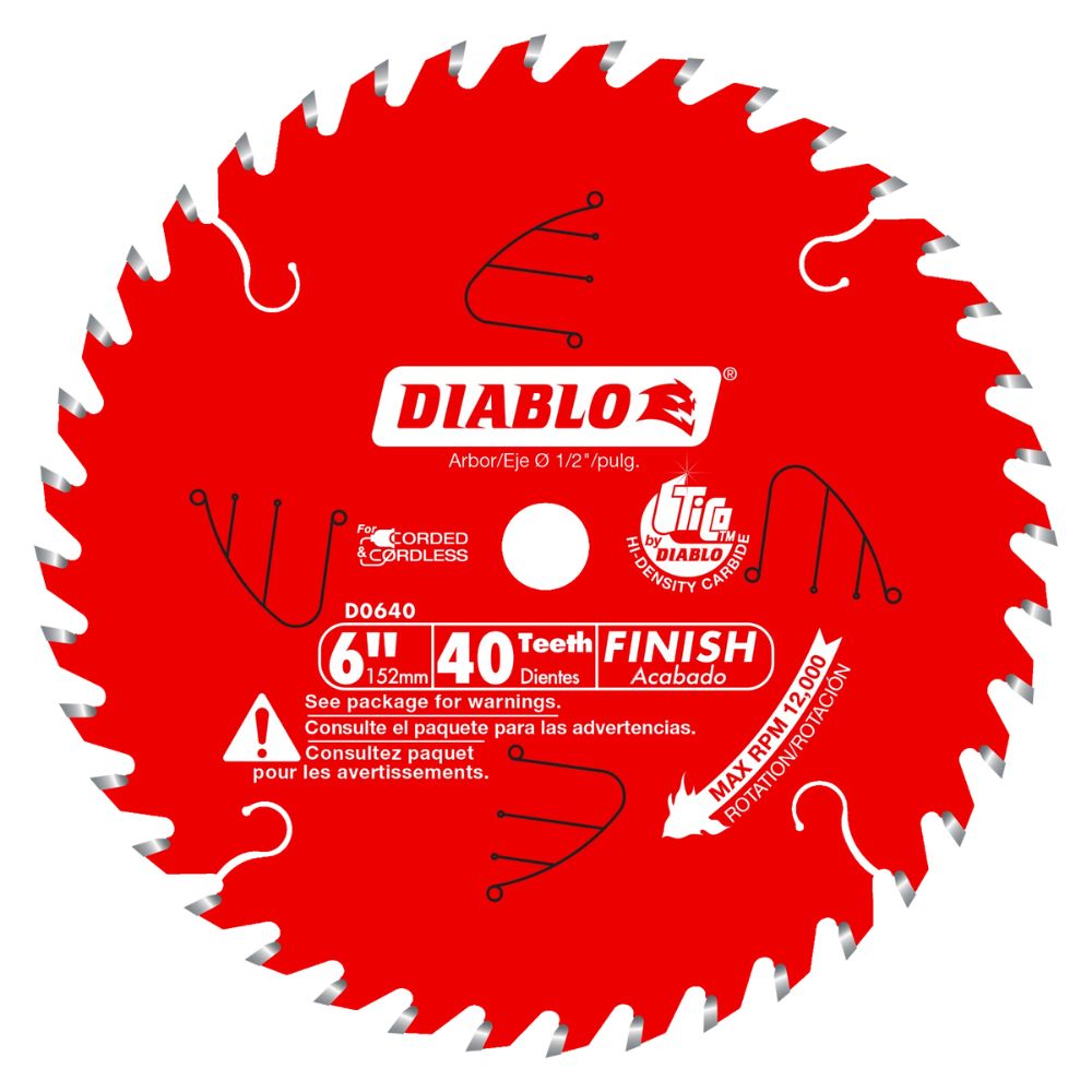 Diablo D0640X 6" x 40T x 1/2" Arbor, Circular Saw Blade, fits Saw Boss
