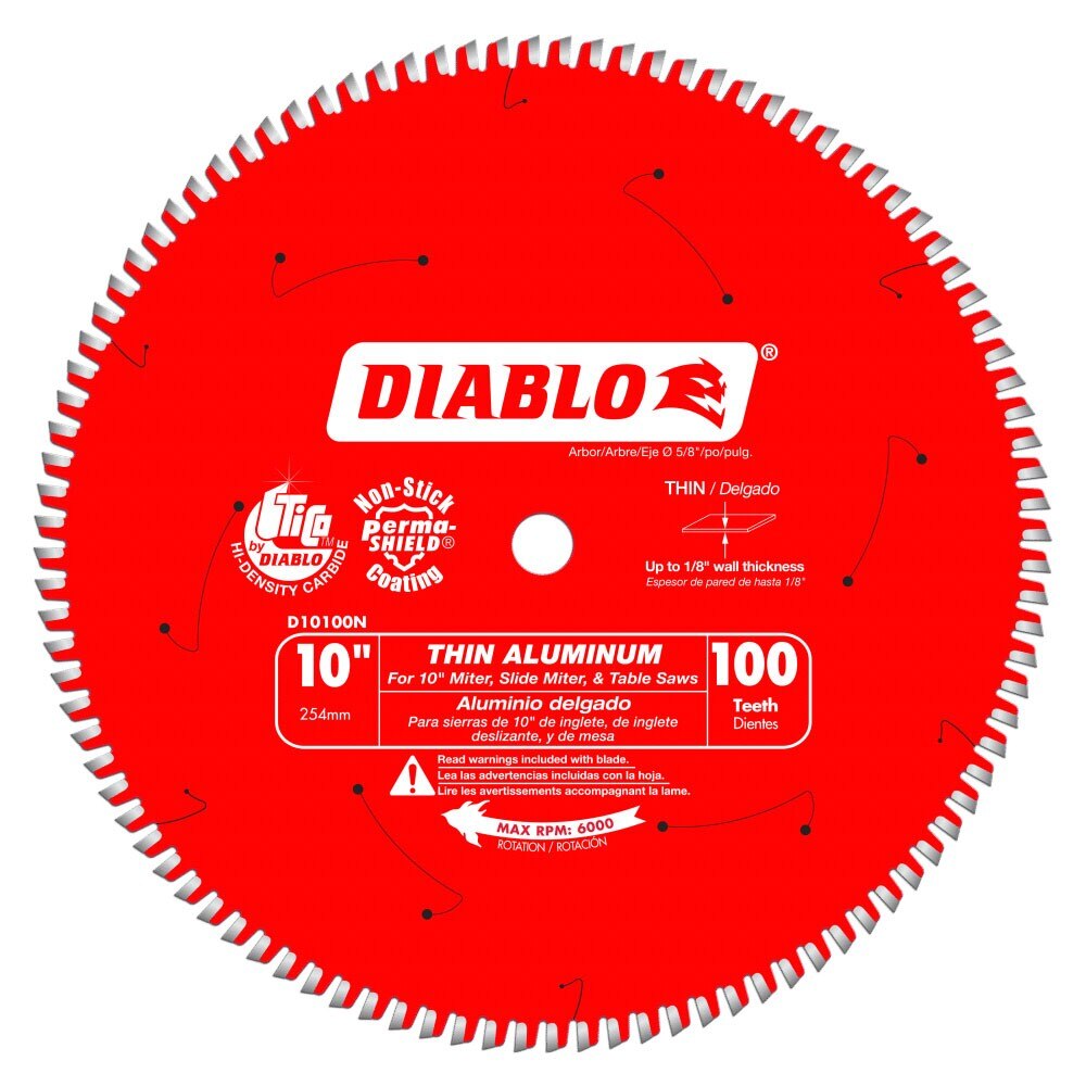 Diablo D10100N 10" x 100 Tooth Thin Aluminum Cutting Saw Blade