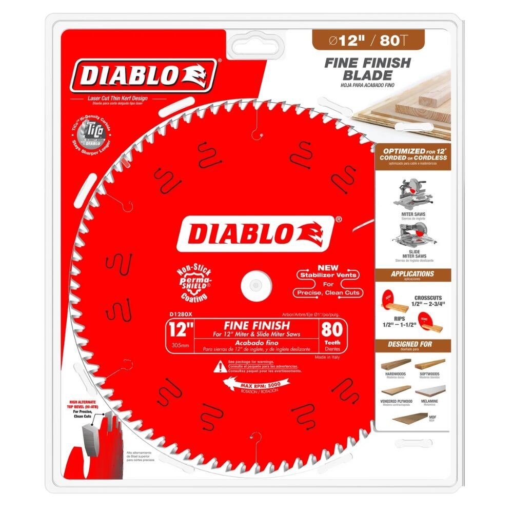 Diablo D1280X 12" x 80 Fine Finish Saw Blade - 2