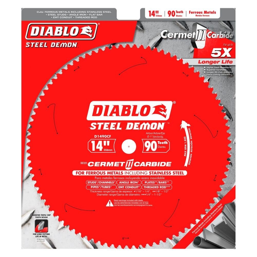 Diablo D1490CF 14" x 90TCG Steel Demon Thin Metal Cutting Blade 1" Arbor - 2