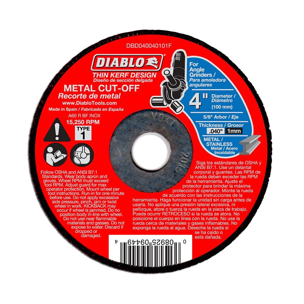 Diablo DBD040040101F 4" Metal Cut Off Disc - Thin Kerf