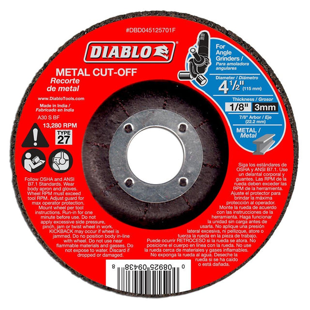 Diablo DBD045125701F 4-1/2" Metal Cut Off Disc - Type 27
