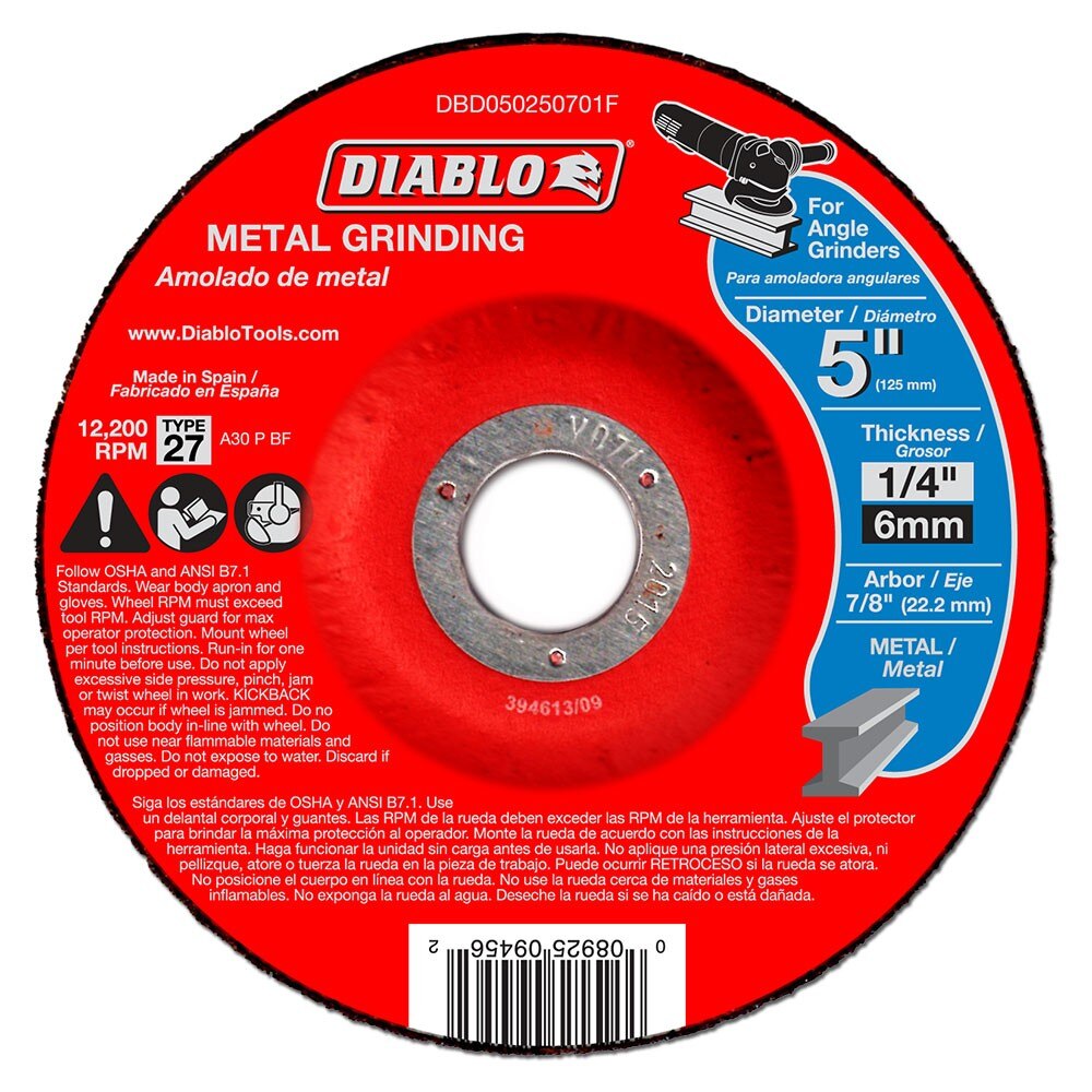 Diablo DBD050250701F 5" Metal Grinding Disc - Type 27