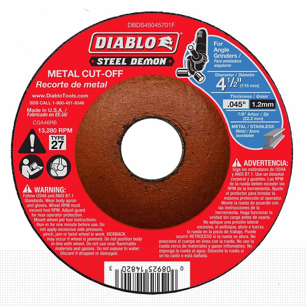 Diablo DBDS45045701F Steel Demon 4-1/2" Type 27 Metal Cut-Off Disc