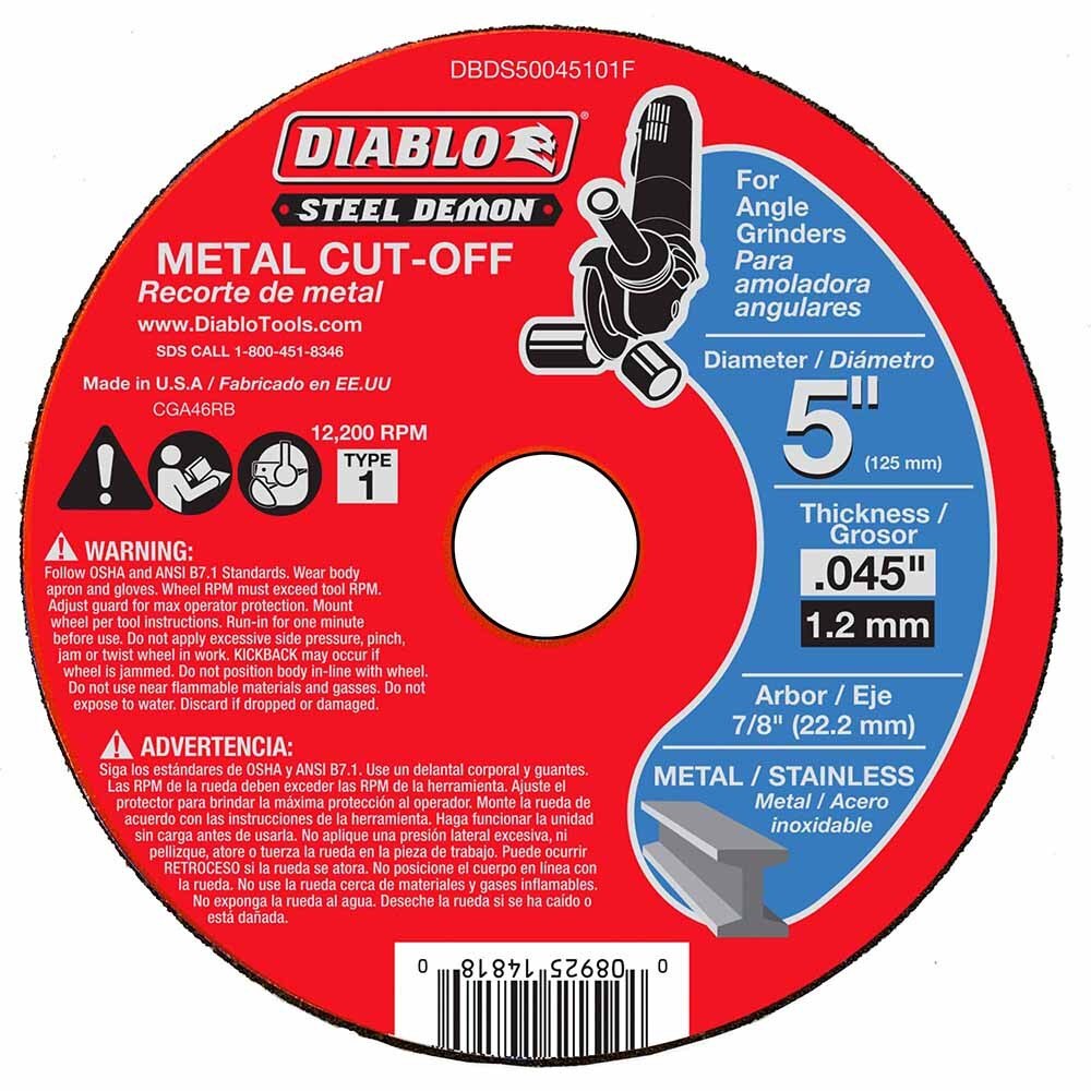 Diablo DBDS50045101F Steel Demon 5" Type 1 Metal Cut-Off Disc