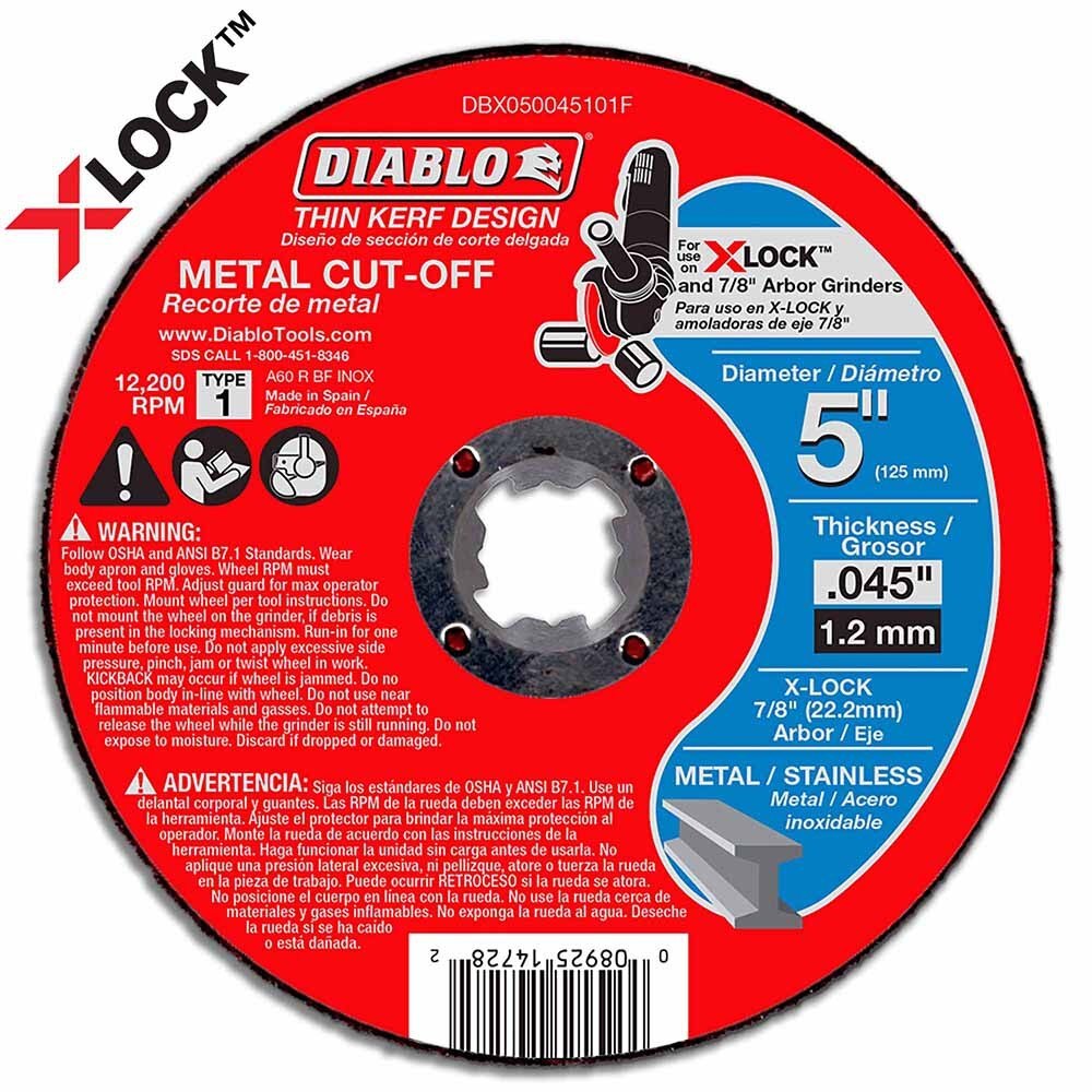Diablo DBX050045101F 5" Thin Kerf Metal Cut-Off Disc for X-Lock and All Grinders