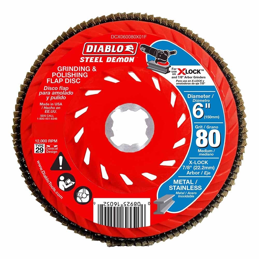 Diablo DCX060080X01F 6" 80-Grit Flap Disc for X-Lock and All Grinders