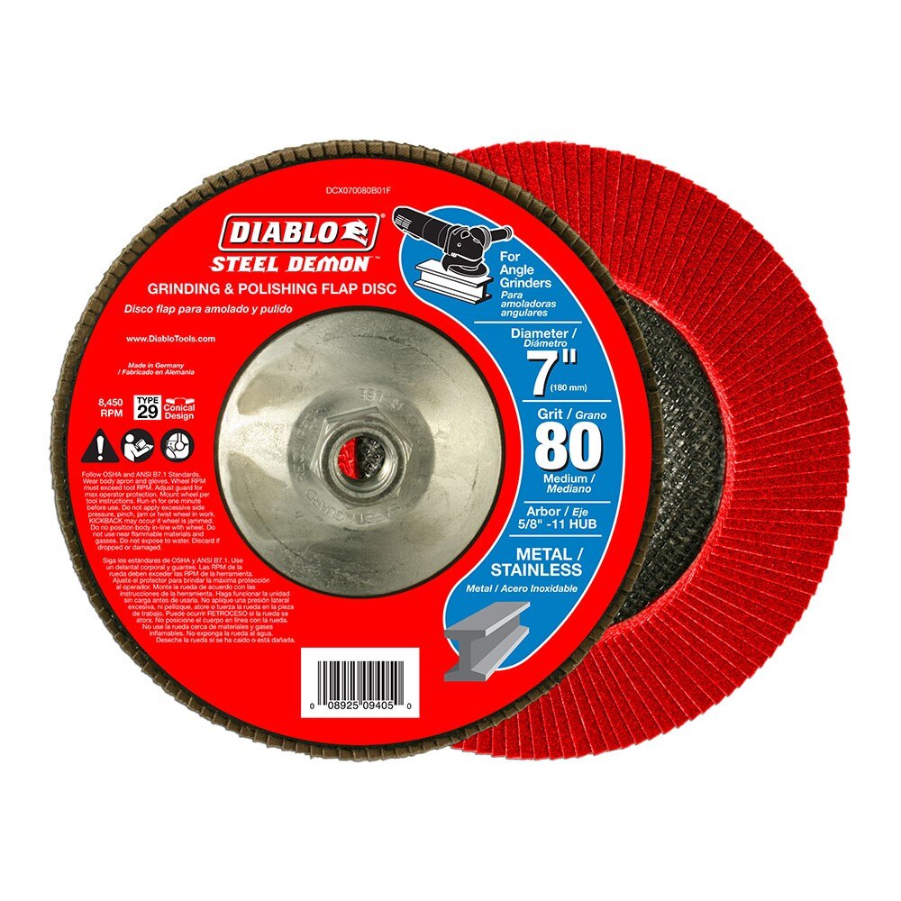 Diablo DCX070080B01F 7" Steel Demon Flap Disc 80 Grit with Hub