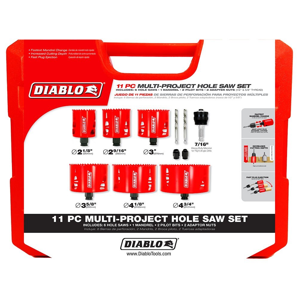 Diablo DHS11SLD 11 Pc Multi-Project Bi-Metal Hole Saw Set
