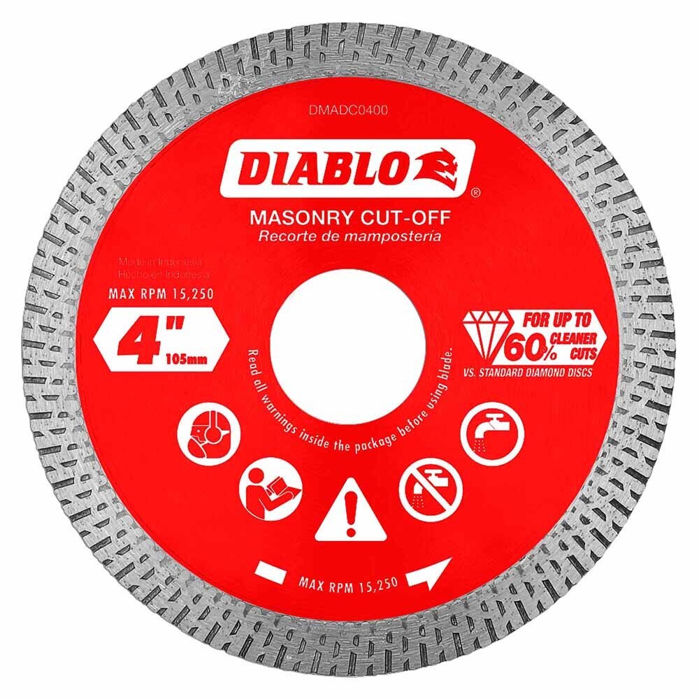 Diablo DMADC0400 4" Diamond Continuous Rim Cut-Off Discs for Masonry