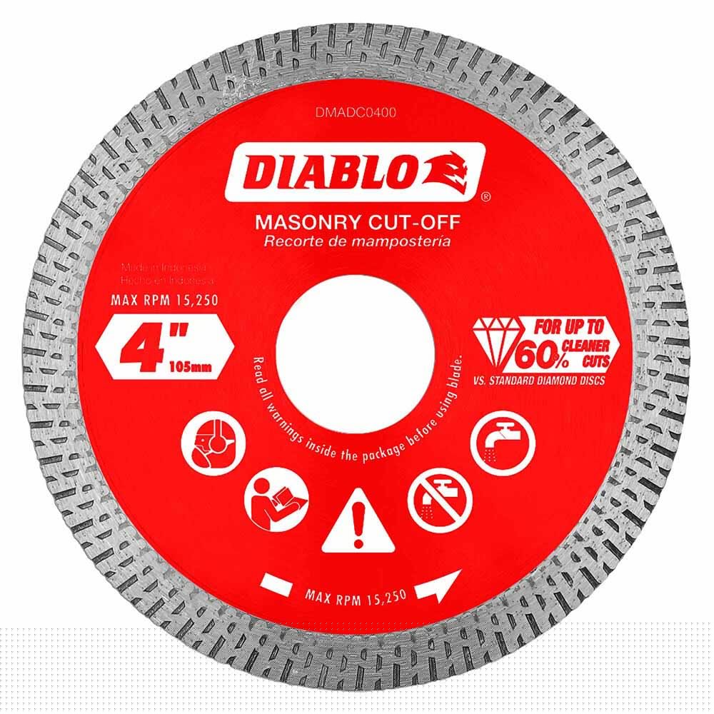 Diablo DMADC0400 4" Diamond Continuous Rim Cut-Off Discs for Masonry