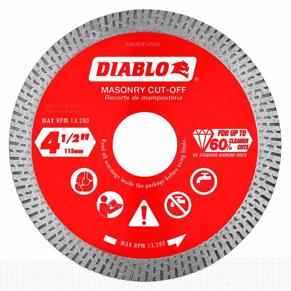 Diablo DMADC0450 4-1/2" Diamond Continuous Rim Cut-Off Discs for Masonry