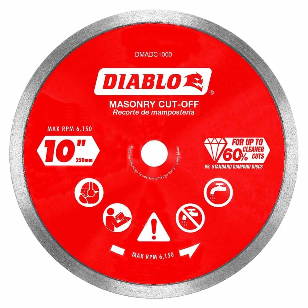 Diablo DMADC1000 10" Diamond Continuous Rim Cut-Off Discs for Masonry