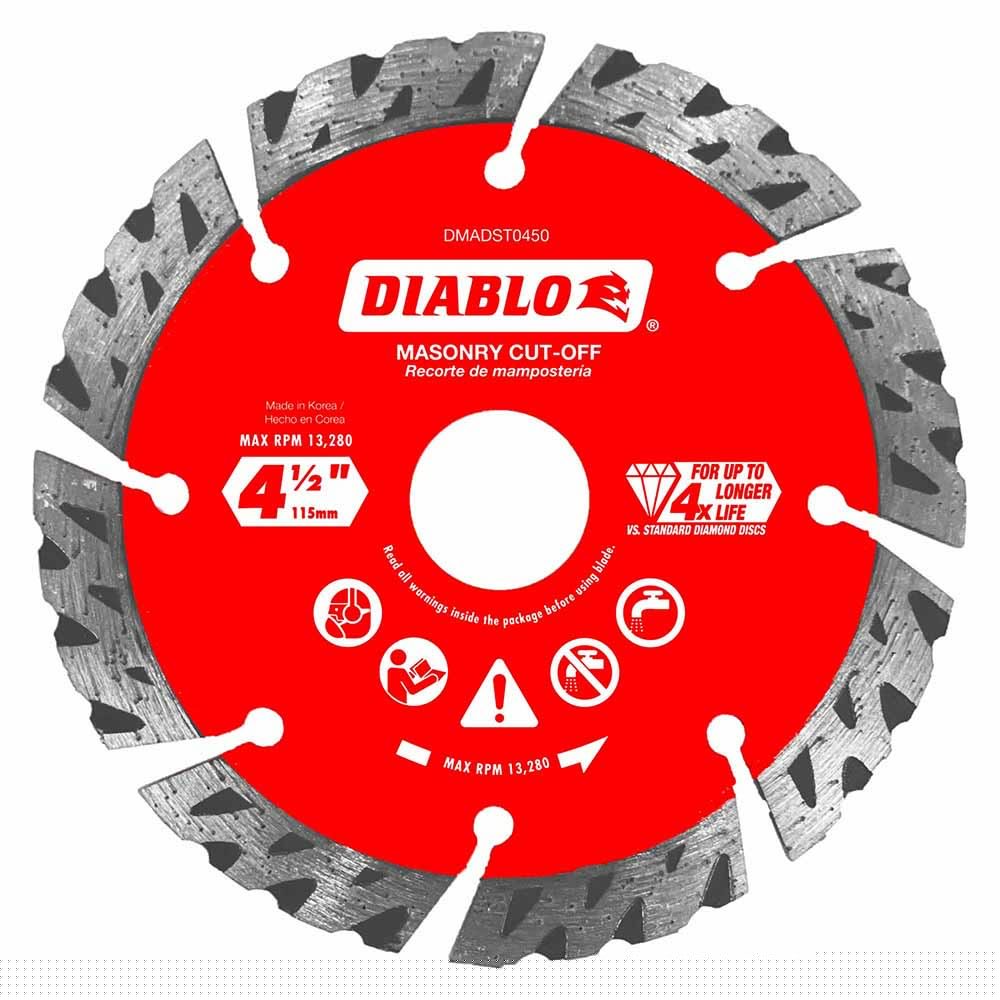 Diablo DMADST0450 4-1/2" Diamond Segmented Turbo Cut-Off Discs for Masonry