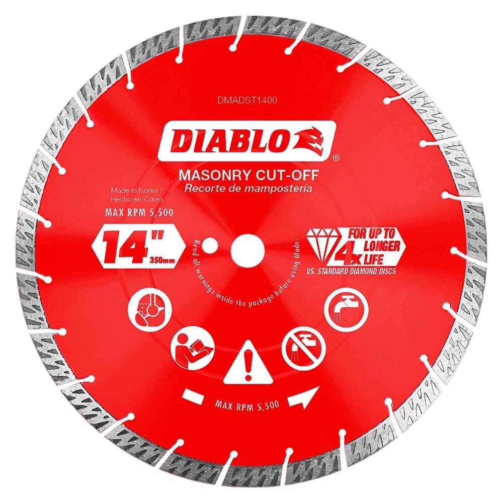 Diablo DMADST1400 14" Diamond Segmented Turbo Cut-Off Discs for Masonry