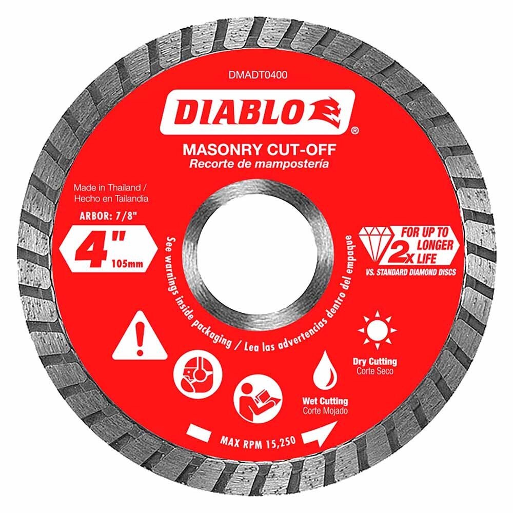 Diablo DMADT0400 4" Diamond Turbo Cut-Off Discs for Masonry