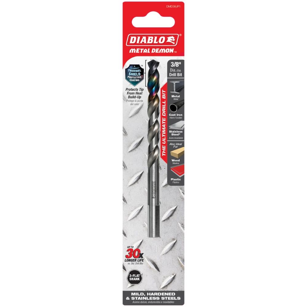 Diablo DMD38JP1 3/8" Metal Demon Drill Bit for Mild, Hardened and Stainless Steels - 3