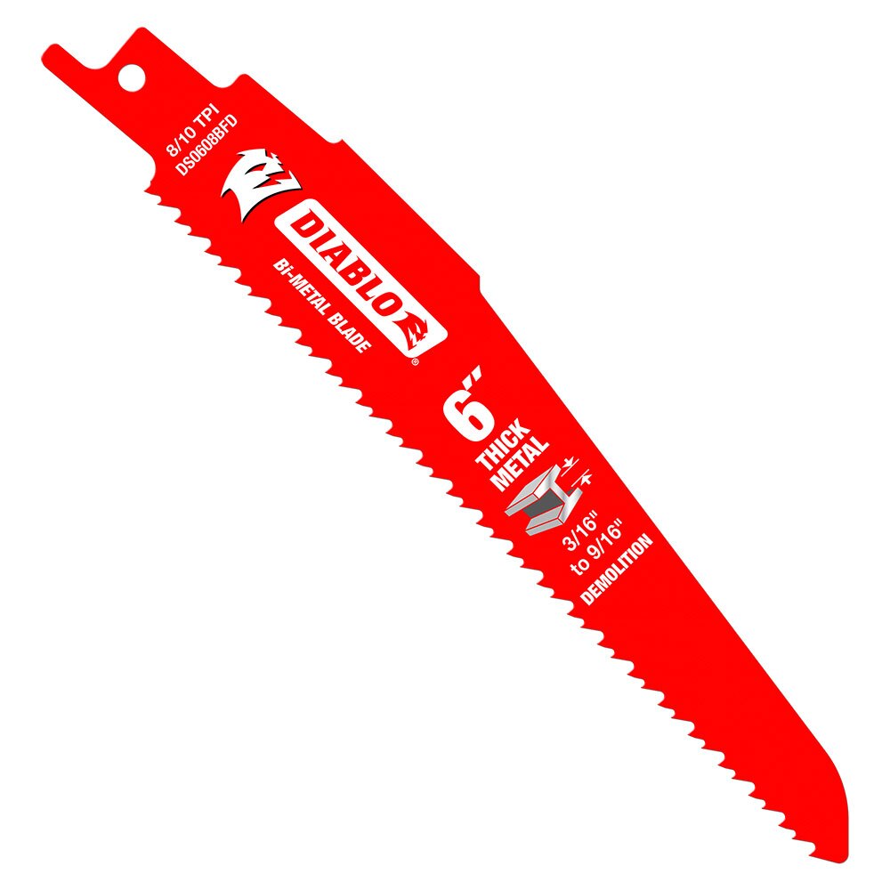Diablo DS0608BFD2 6" Bi-Metal Recip Blade for Thick Metal/Demolition, 2 Pack