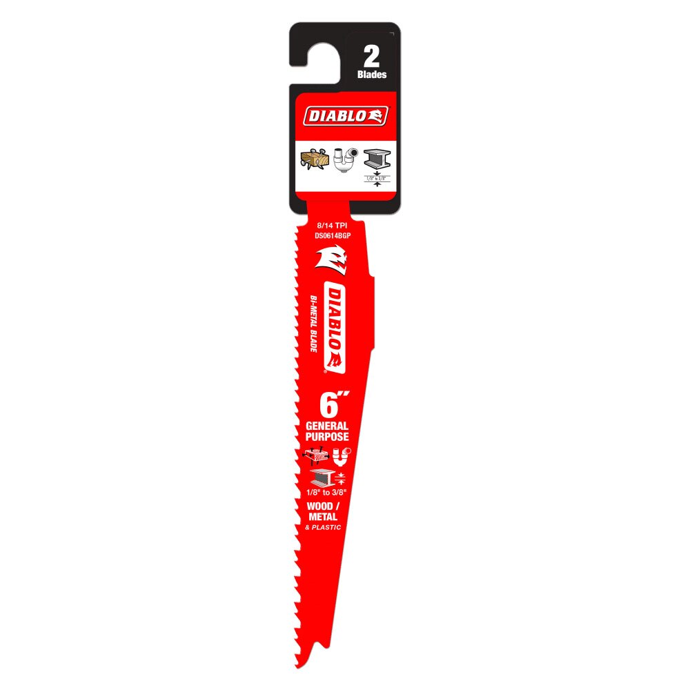 Diablo DS0614BGP2 6" Recip Blade for Nail-Embedded Wood, Metal, Plastic, 2 Pack - 2