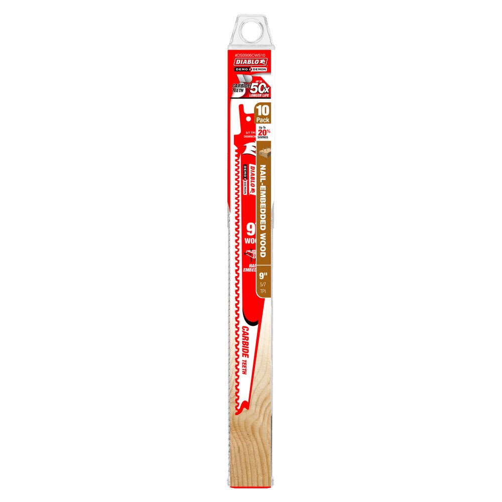 Diablo DS0906CWS10 9" Demo Demon Carbide Recip Blade for Nail-Embedded Wood, 10 Pack - 2