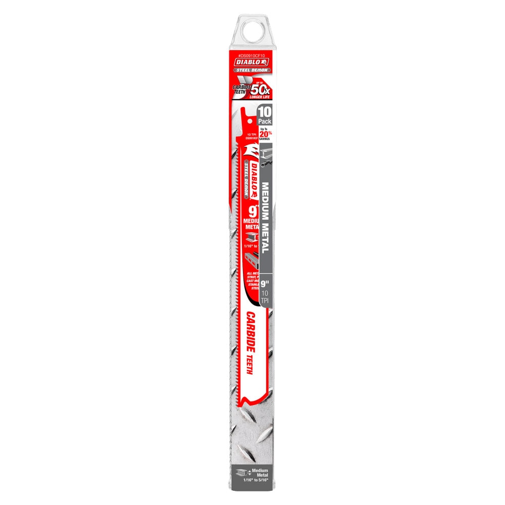 Diablo DS0910CF10 9" Steel Demon Carbide Recip Blades for Medium Metal Cutting, 10 Pack - 2