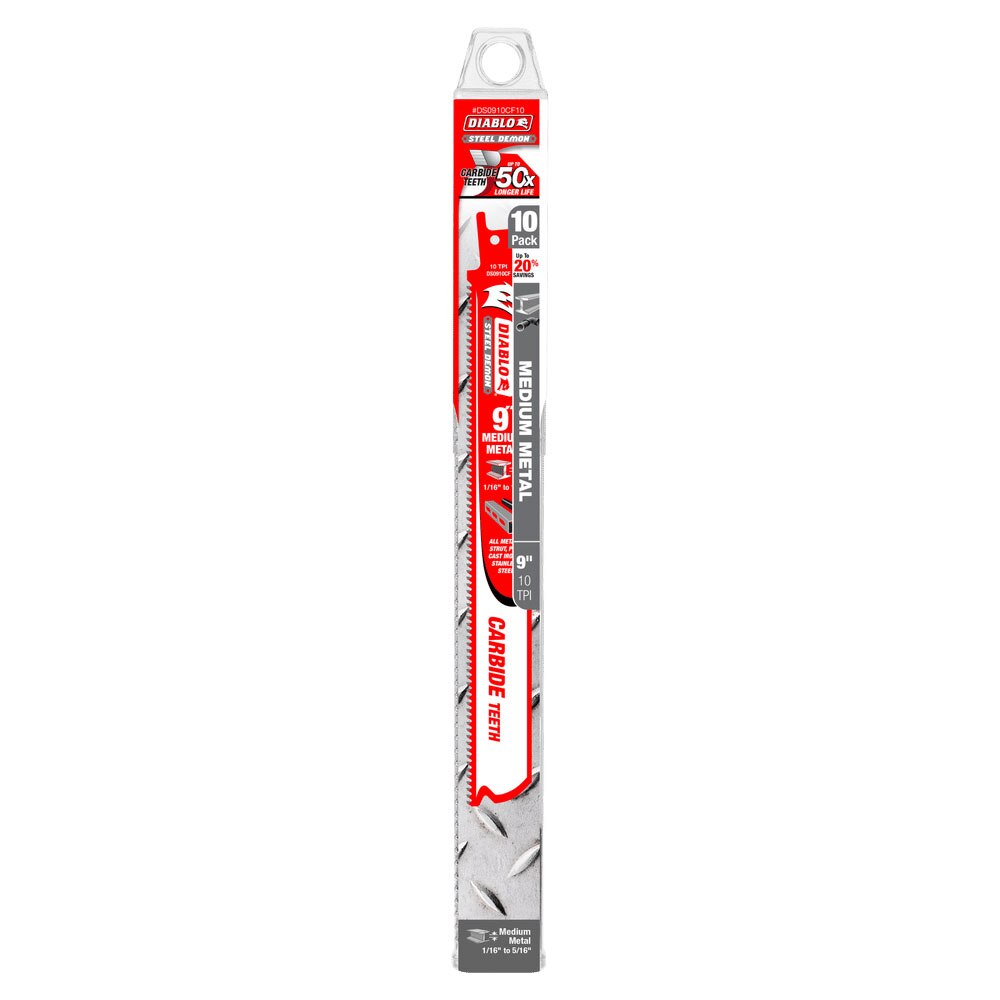 Diablo DS0910CF10 9" Steel Demon Carbide Recip Blades for Medium Metal Cutting, 10 Pack - 2