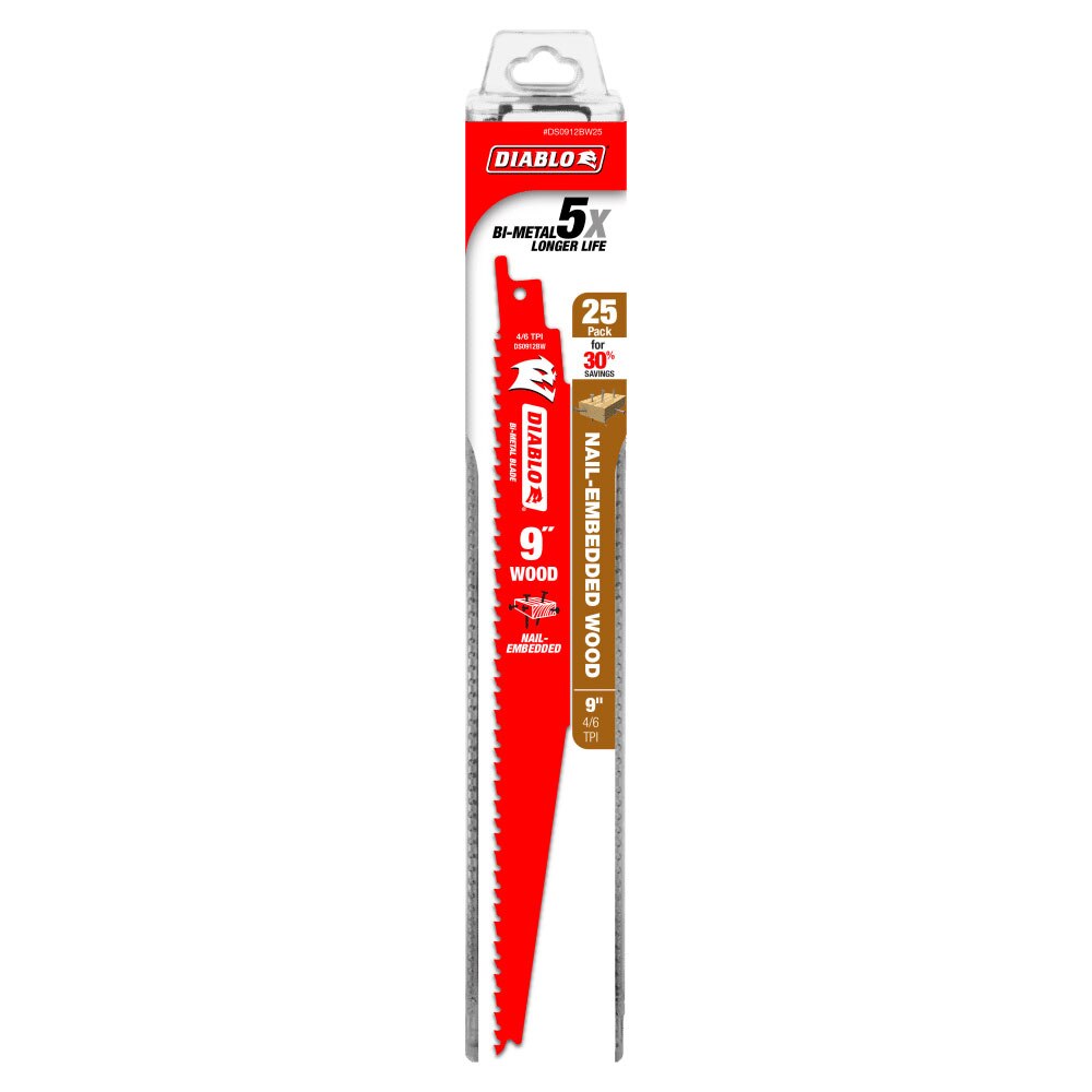 Diablo DS0912BW25 9" Bi-Metal Recip Blade for Nail Embedded Wood, 25 Pack - 2