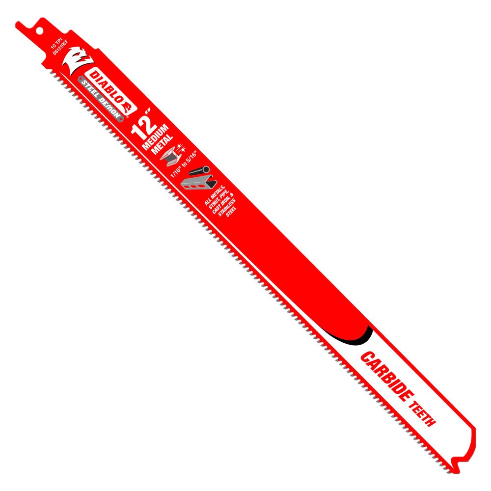 Diablo DS1210CF3 12" Steel Demon Carbide Recip Blades - Medium Metal Cutting, 3 Pack