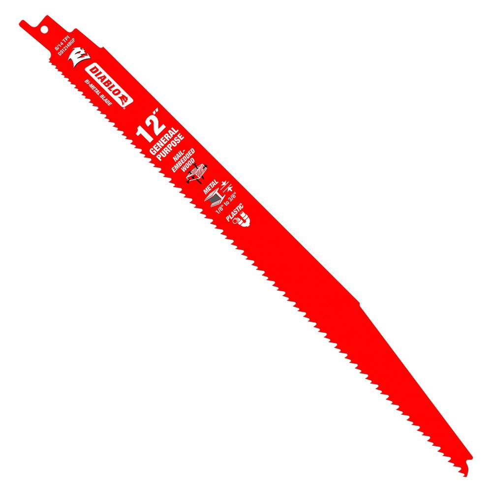 Diablo DS1214BGP2 12" Recip Blade for Wood with nails, Metal, Plastic, 2 Pack