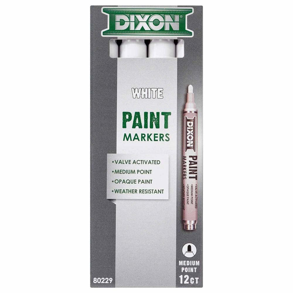Dixon Ticonderoga X80229 Valve-Action Medium Tip White Oil-Based Paint Marker (12 Pack) - 2
