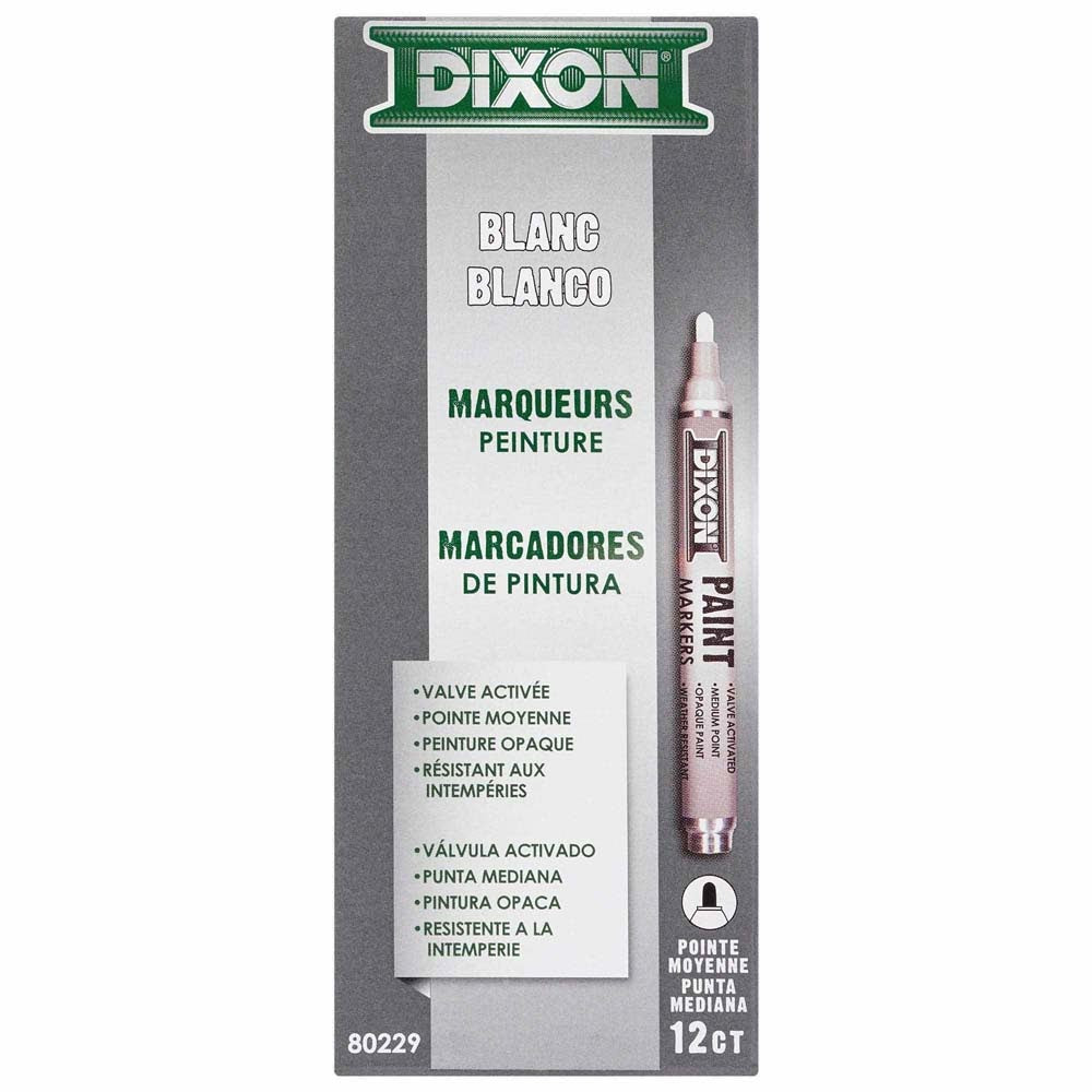 Dixon Ticonderoga X80229 Valve-Action Medium Tip White Oil-Based Paint Marker (12 Pack) - 3