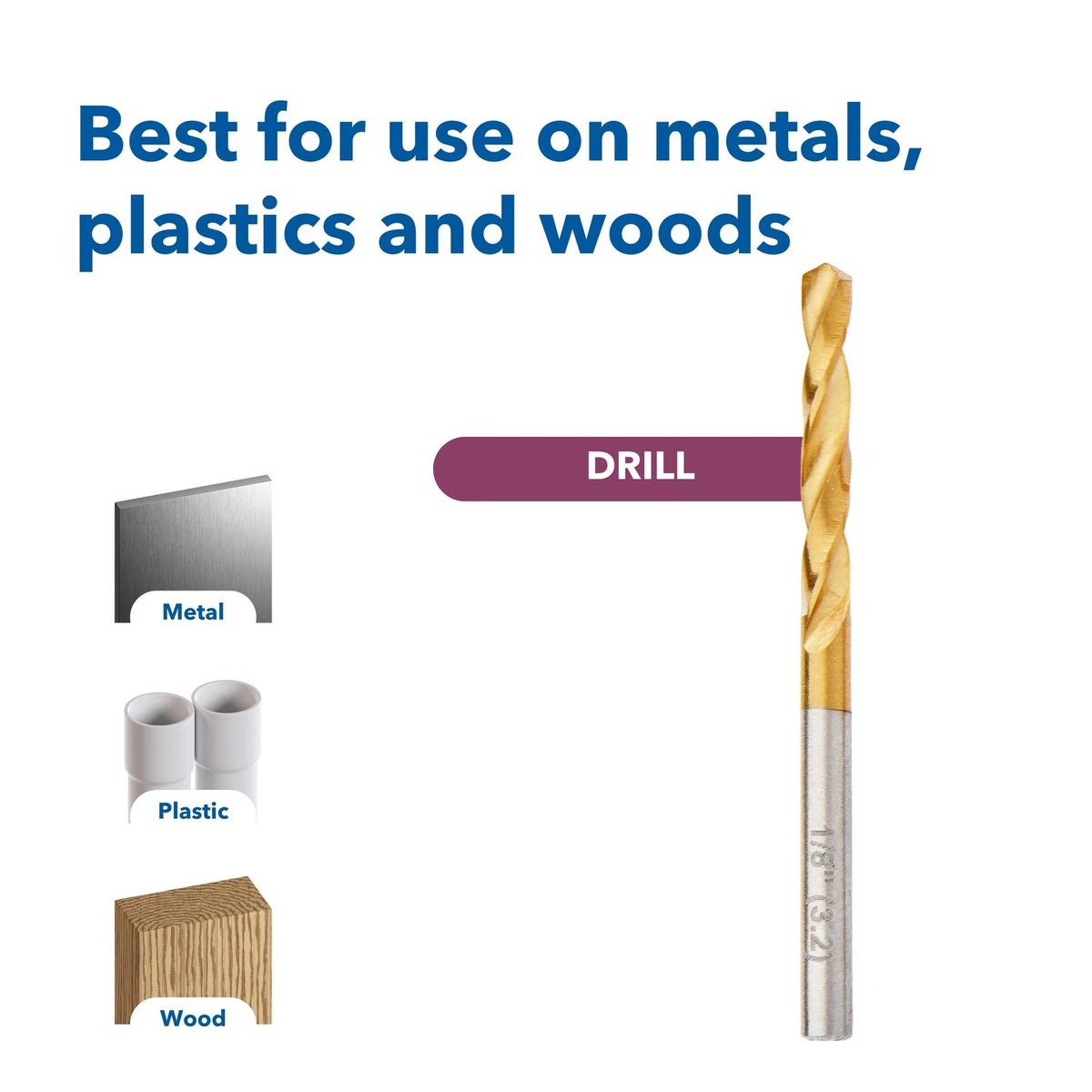 Dremel 628HP Titanium Coated Drill Bit Set with Case for Wood Plastic and Metal (7 Pack) - 2