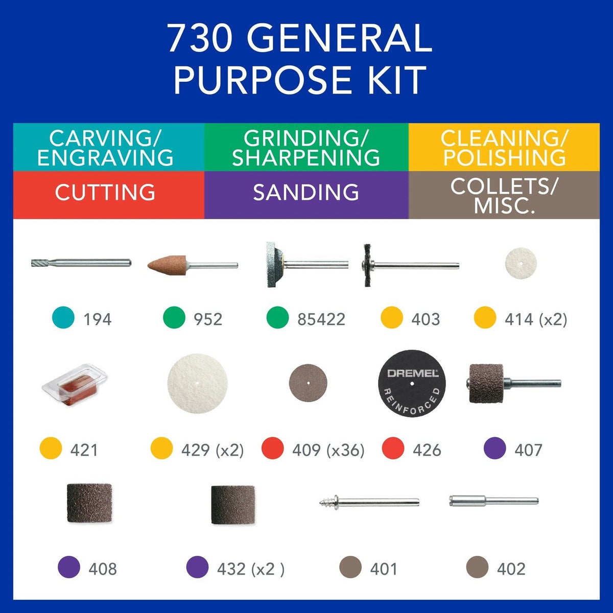 Dremel 730-01 General Purpose Rotary Tool Accessory Micro Kit with 1/8" Standard Shank (52 Pack) - 2