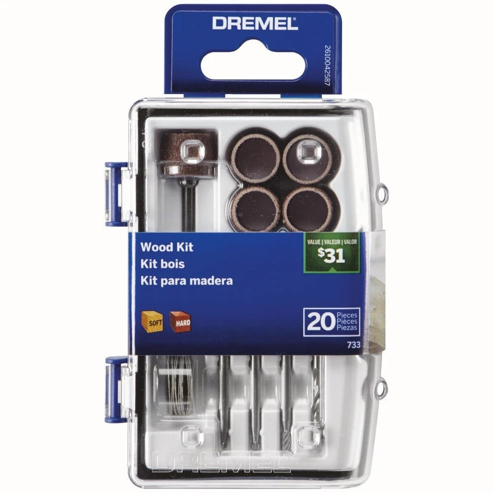 Dremel 733-01 Wood Working Accessory Kit for Rotary Tools with 1/8" Shank (20 Pack)
