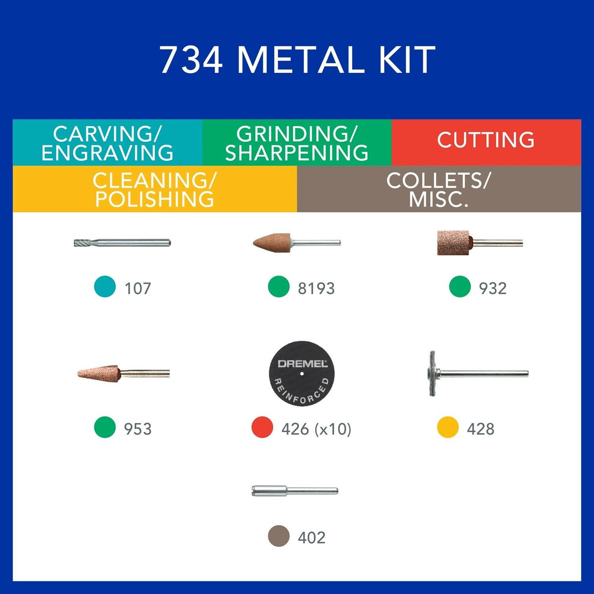 Dremel 734-01 Metal Accessory Micro Kit for Rotary Tools (16 Pack) - 2